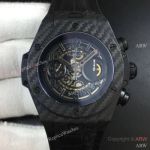 Swiss Grade Hublot Unico King 7750 Black Carbon Black Leather Strap